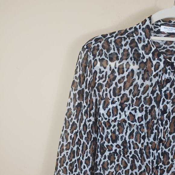 Equipment Signature Blouse in Leopard Size S - Picture 4 of 12
